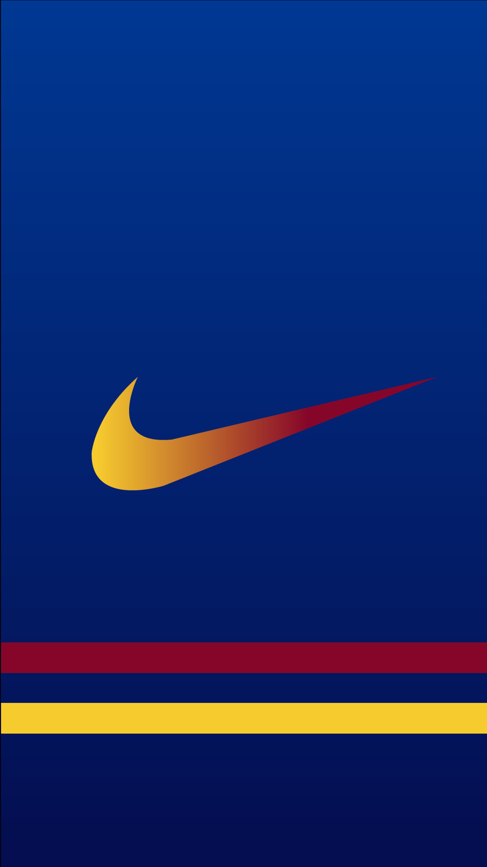 Un primer plano de un logotipo de nike azul y amarillo sobre un fondo azul (nike, deporte, fcb, barcelona, logo de nike)