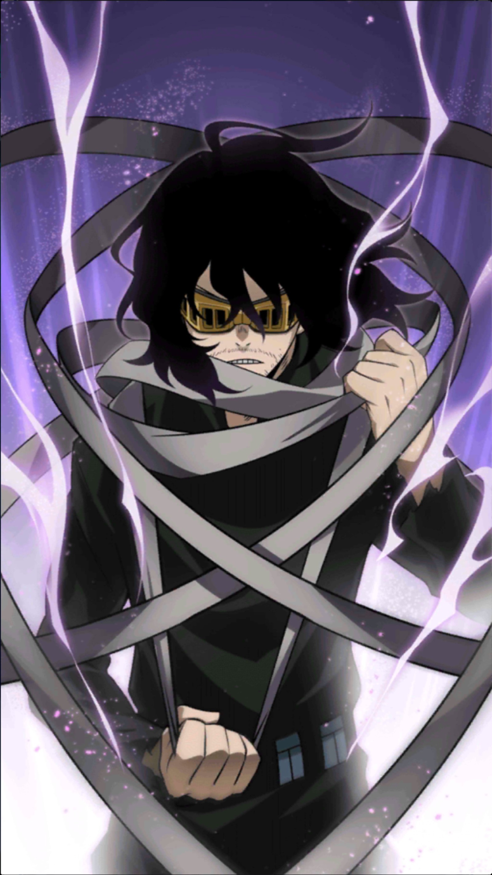 Personnage d'anime avec des cheveux noirs et des lunettes dans une cage (anime, héros, shota aizawa)