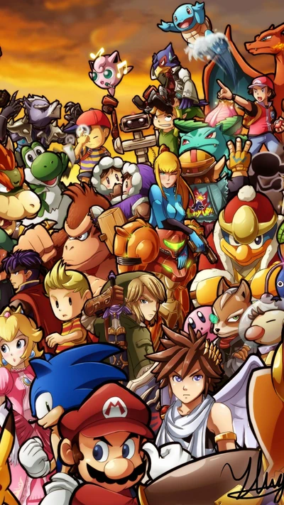 Personnages emblématiques de jeux vidéo unis : Un hommage à Nintendo et Smash Bros