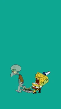 SpongeBob's Energetic Antics with Squidward's Reluctance