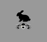 Silhouette de lapin noir avec design de cœur