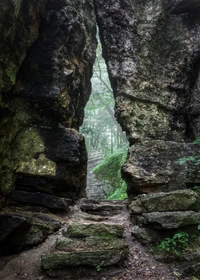 Serene Ravine Passage Through Geological Formations