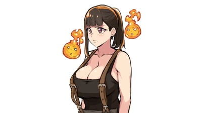 Maki Oze aus Fire Force mit Flammen im Hintergrund.