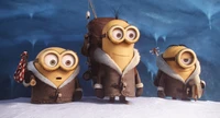 Minions aventureros en ropa de expedición ártica