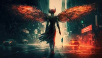 Dark Angel in Urban Chaos: A Digital Art Exploration