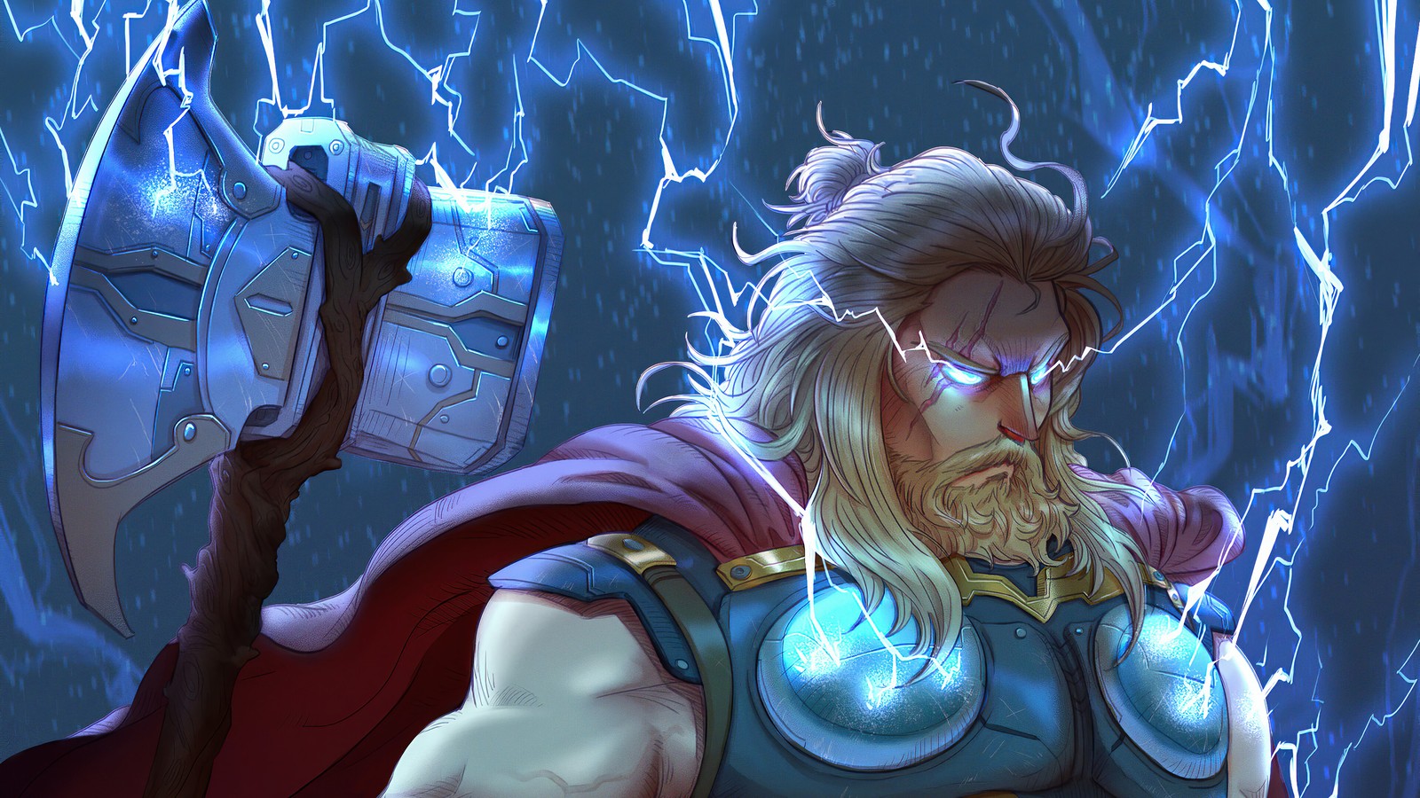 thor, stormbreaker, lightning, marvel comics, comics wallpaper