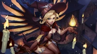 witch, mercy, overwatch, video game wallpaper