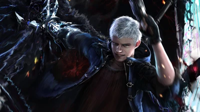 Nero liberando poder em Devil May Cry 5.