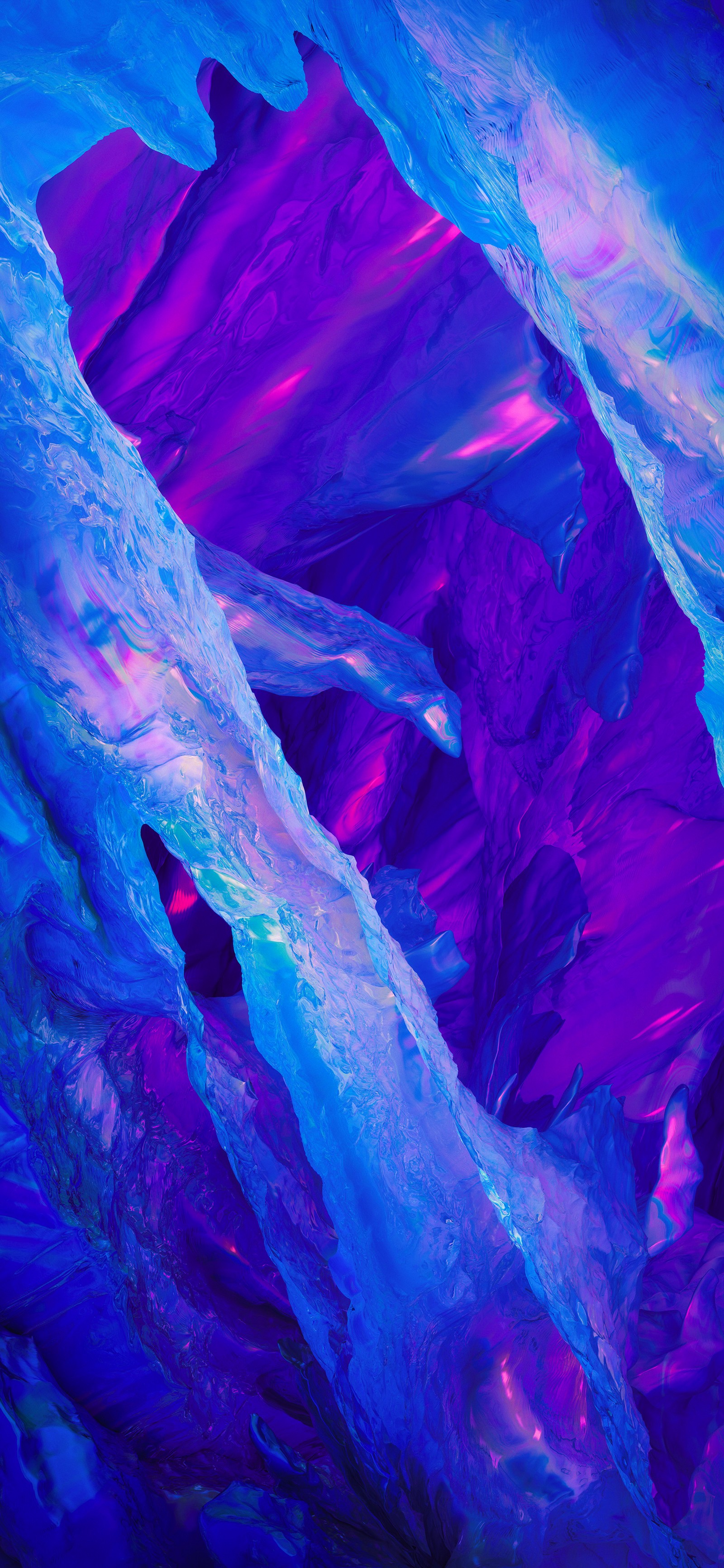 Purple and blue abstract painting of a mountain with a sky background (oneplus 6, smartphone, android, amoled, blue)