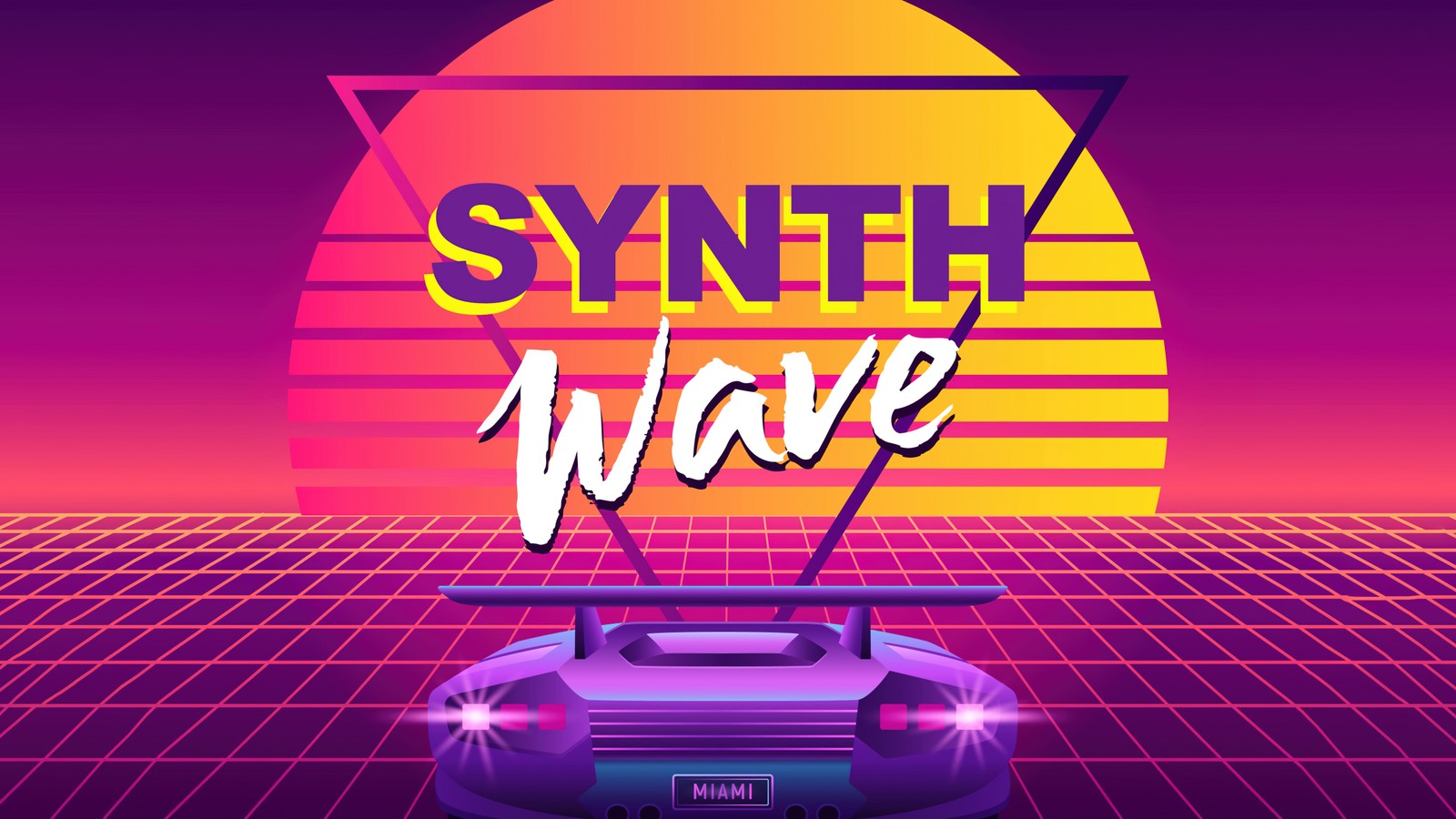 Synthwave vol 1 de varios artistas (synthwave, outrun, líneas de cuadrícula, atardecer, 5k)