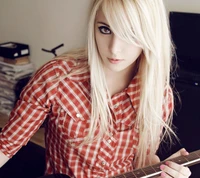 beau, fille, guitare