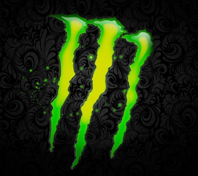 Логотип monster energy на черном фоне (чёрный, зелёный, монстр)