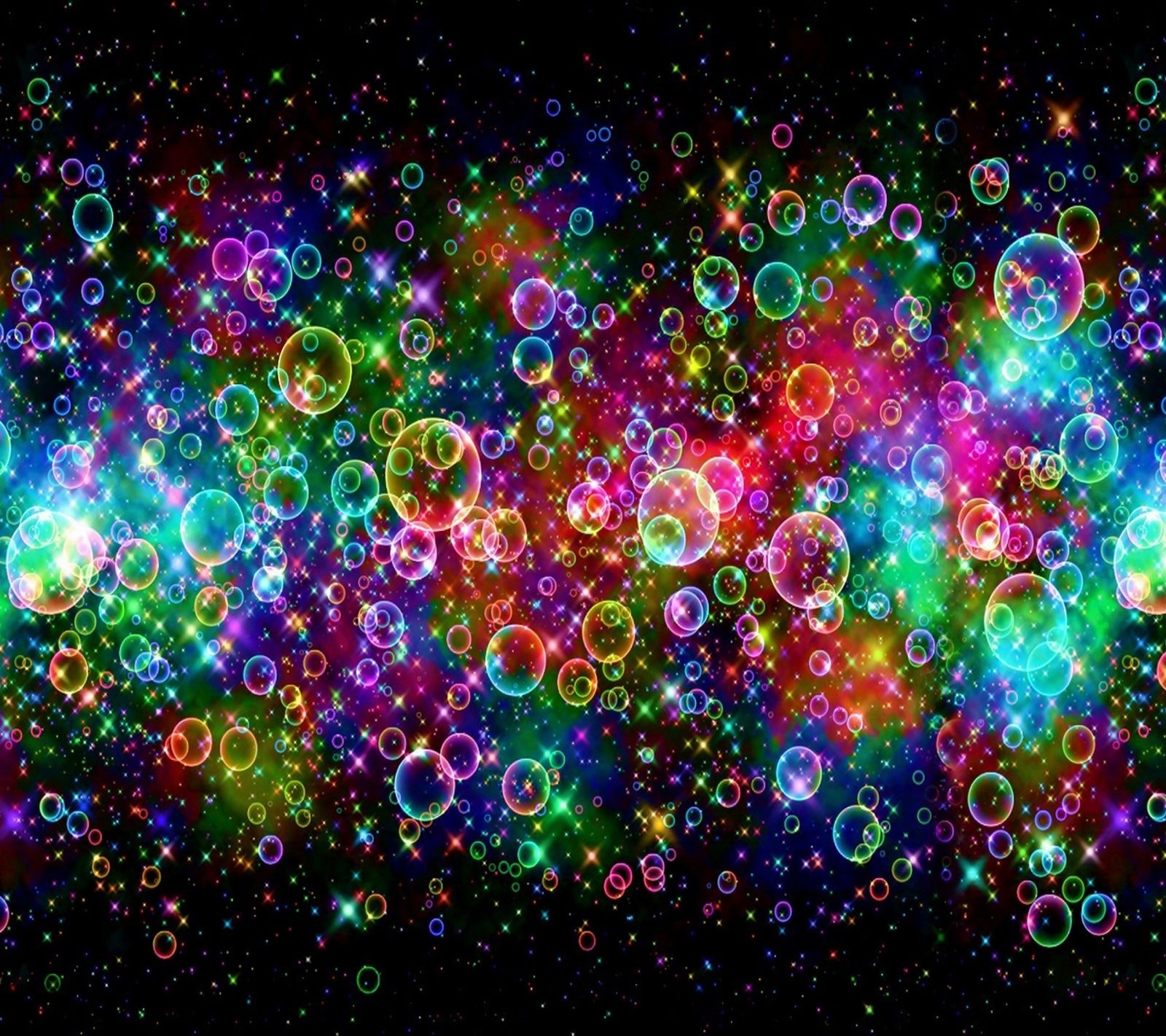 A group of bubbles floating in the air on a black background (abstract, bubble, color)