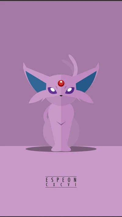 Minimalist Espeon Art in Soft Purple