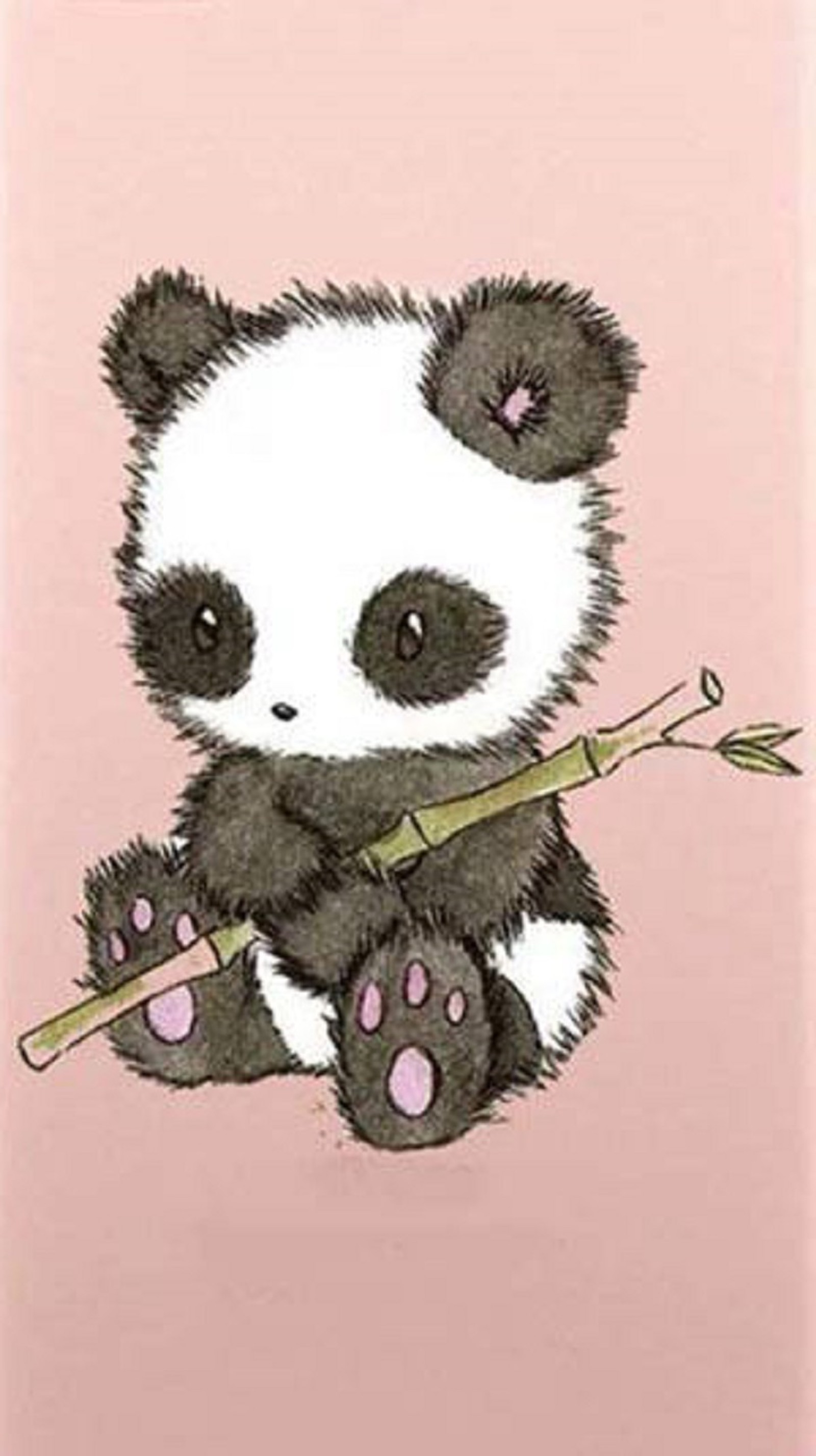 A close up of a panda bear holding a bamboo stick (cute, panda)