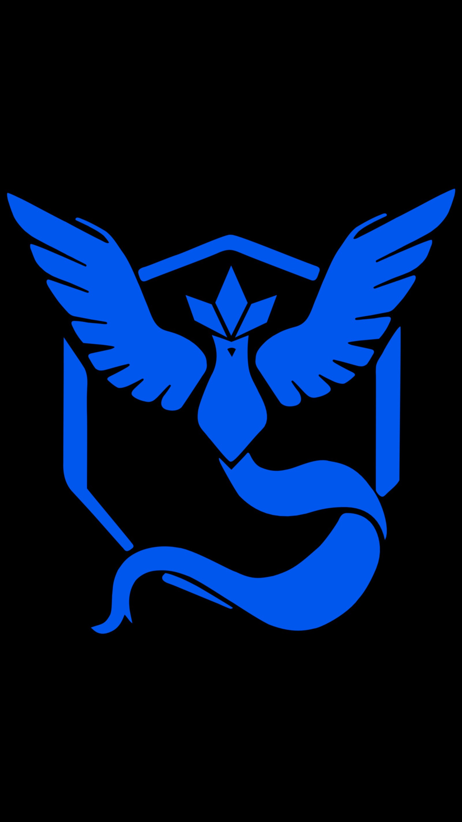 Um logotipo azul com um pássaro e uma cobra nele (azul, ir, místico, pokémon, pokemon)