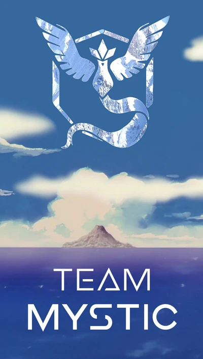 Team Mystic Emblem Overlooking Serene Island Landscape