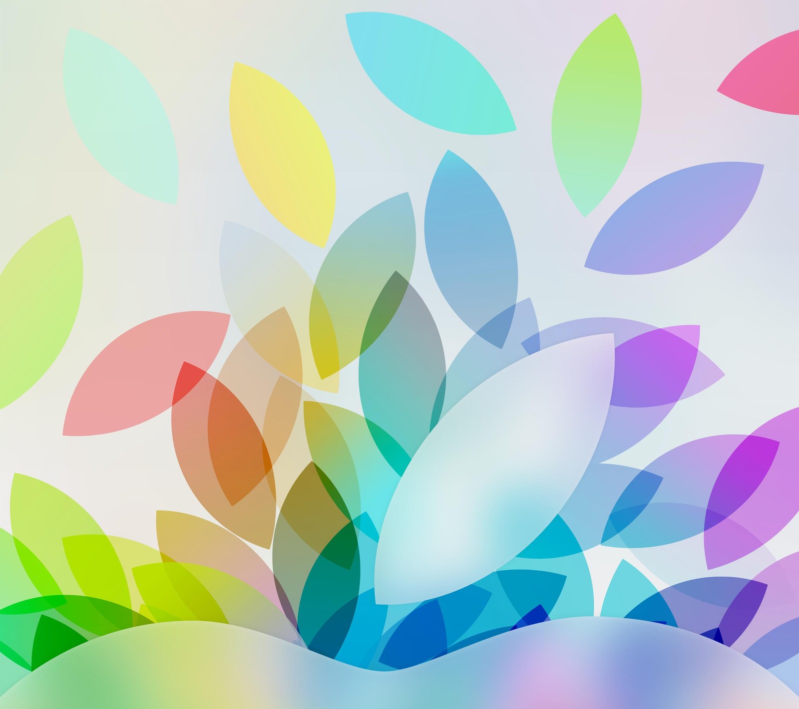 Um logo da apple em um fundo colorido de folhas (colorido, folhas, luzes)