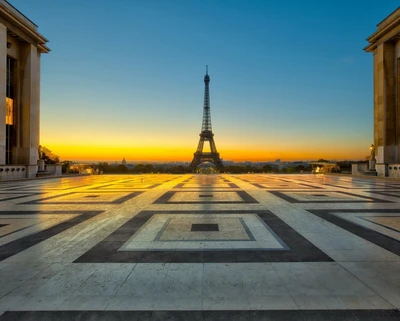 tour eiffel, france, paris, coucher de soleil, tour