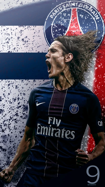 Edinson Cavani célébrant un but avec le Paris Saint-Germain