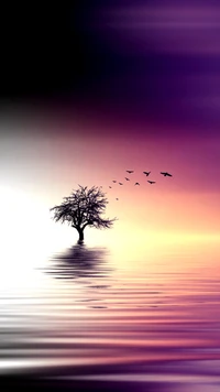 Solitary Tree Amidst Tranquil Waters