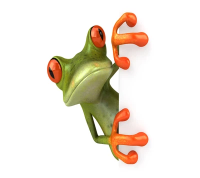 3d, animal, grenouille, vert