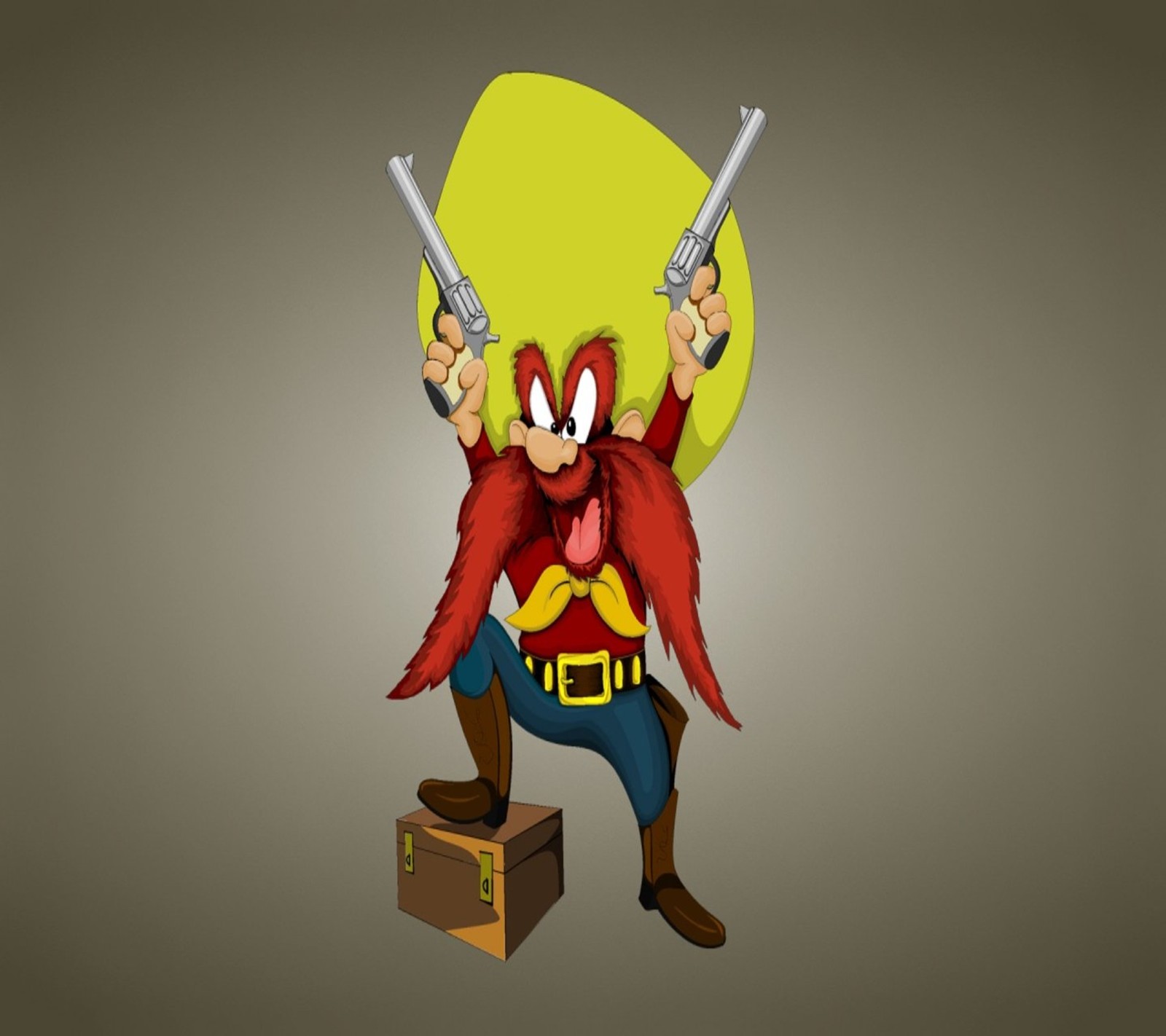 Un personaje de dibujos animados con dos pistolas y un sombrero (dibujos animados, yosemite sam)