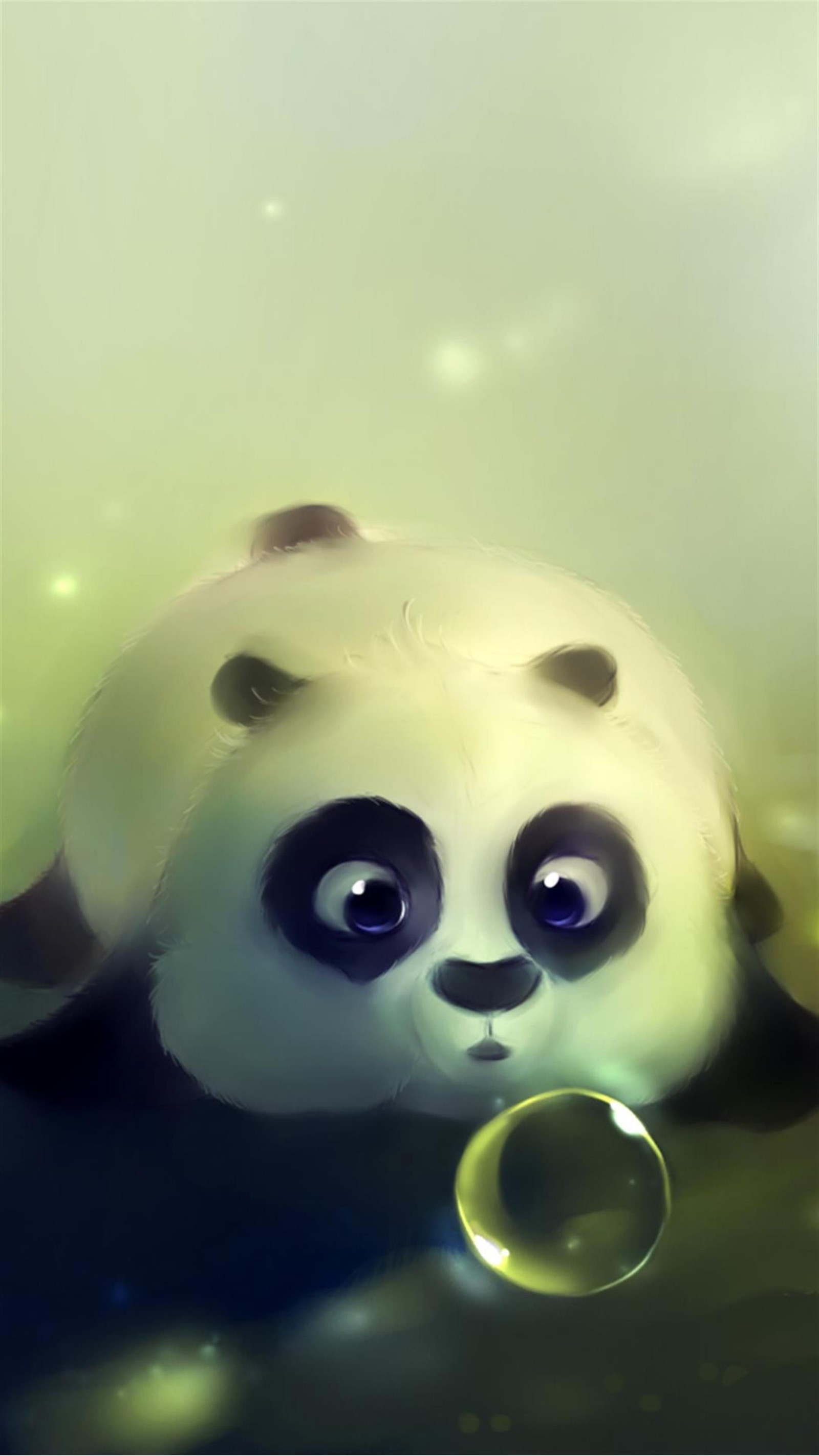 Painting of a panda bear with a bubble in its mouth (abstract, cute, design, fluffy, nice)