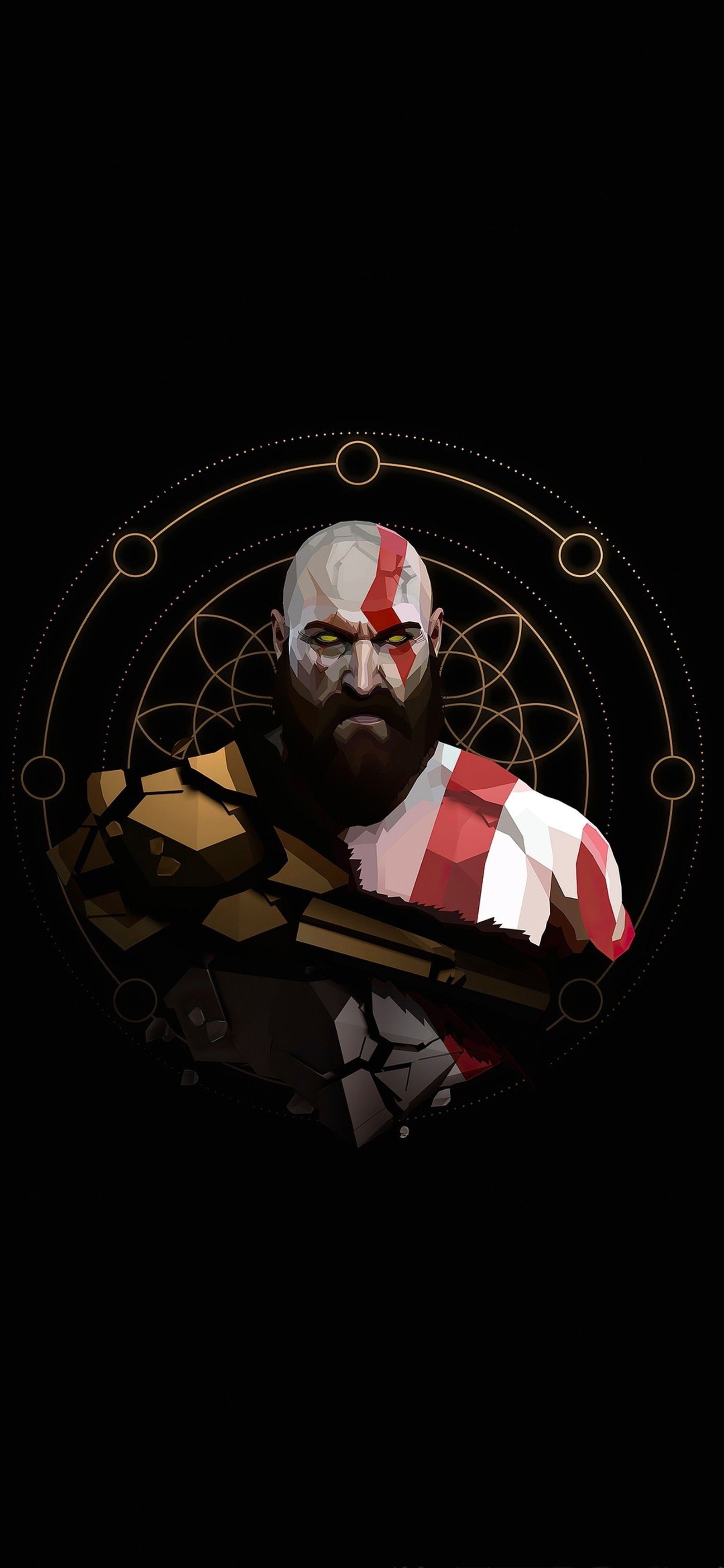 Мужчина с бородой и борода в круге (god of war, kratos)