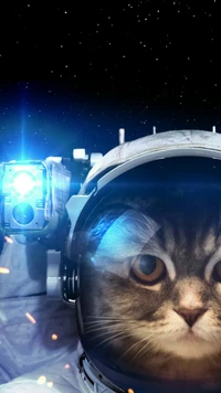 astronot, cat, cute, sky wallpaper