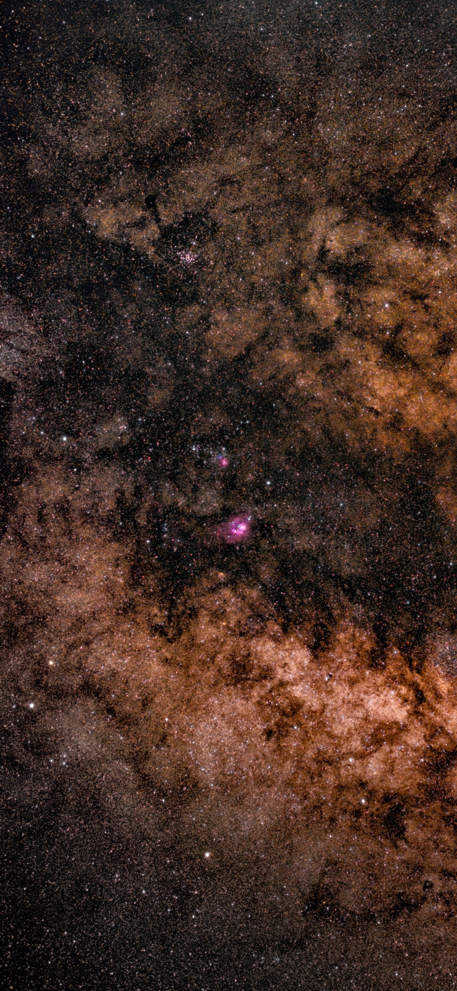 Imagem arafed de um grande campo de estrelas com um objeto rosa brilhante (via láctea, universo, estrela, objeto astronômico, espaço)