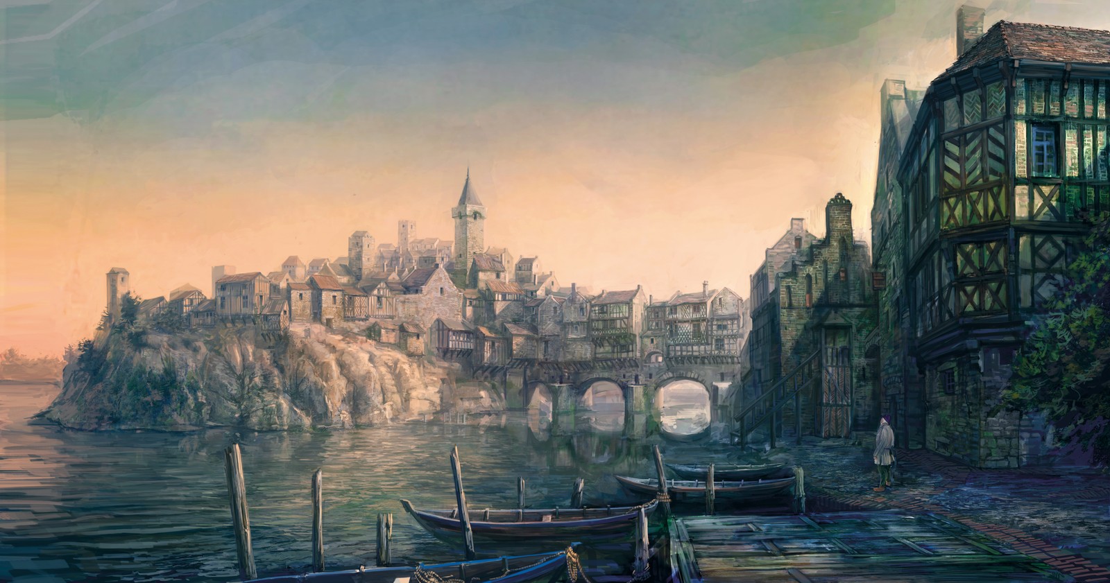 the witcher, cd projekt, cityscape, city, painting Download Wallpaper