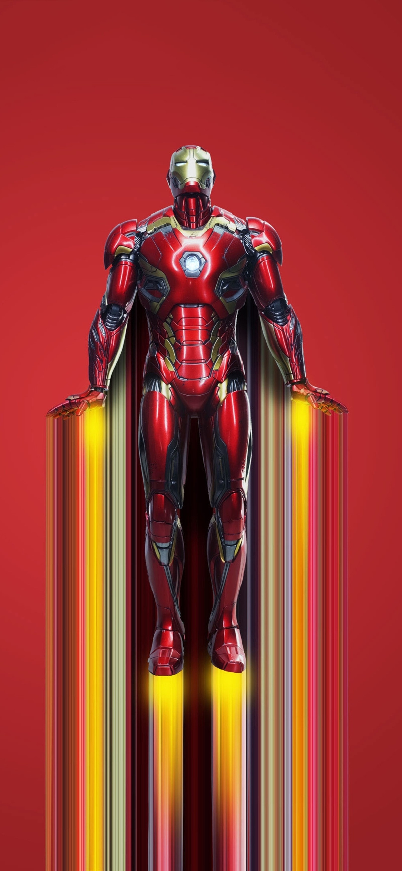 Nahaufnahme von iron man vor rotem hintergrund (marvel comics, licht, spielzeug, maschine, elektrisches blau)