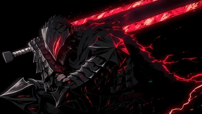 Berserker Knight in Guts Armor with Sword Against Black Background