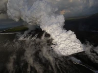 volcán, lava, humo, forma terrestre volcánica, flujo de lava