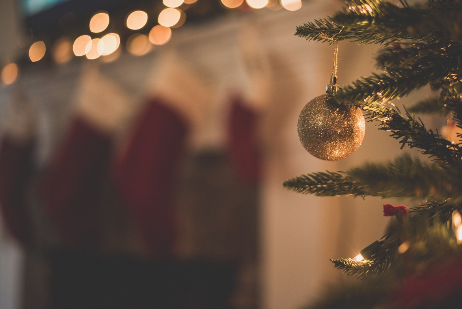 A close up of a christmas tree with a bunch of stockings hanging from it (christmas day, christmas tree, christmas decoration, christmas ornament, christmas and holiday season)