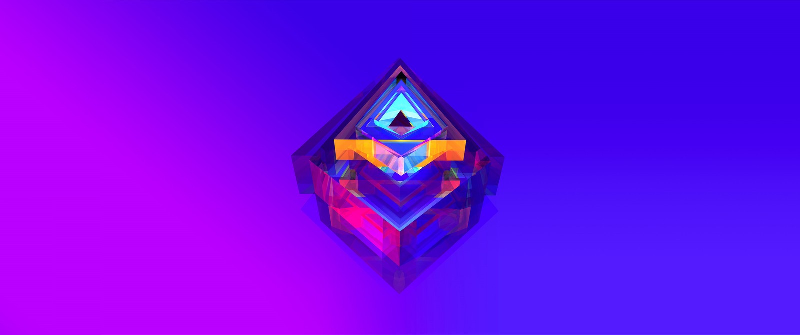 Une pierre en cristal colorée sur un fond violet et bleu (justin maller, art, violet, bleu, design)