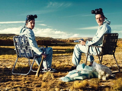 Jesse Pinkman e Walter White relaxando no deserto: uma recriação de "Breaking Bad