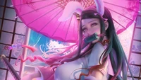 Nezuko Kamado: Enigmatic Beauty Under Cherry Blossom