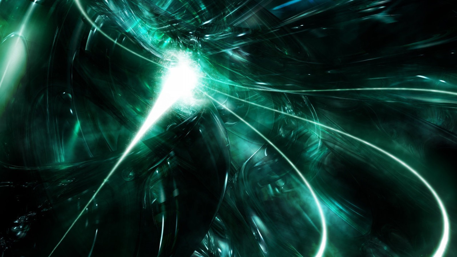 green, light, darkness, graphics, space Download Wallpaper