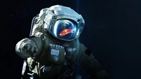 Exploration Beyond: Astronaut Gazing at Earth in Cosmic Depths