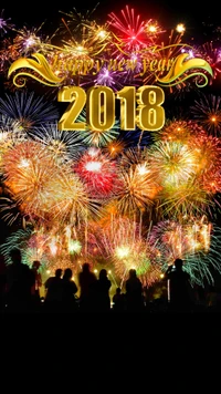 2017, 2018, fogos de artifício, feliz, feliz ano novo