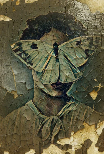 Vintage Art: Woman Merged with Butterfly Imagery