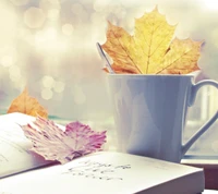 herbst, buch, leben, becher