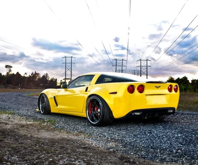 chevrolete, corvette, jaune