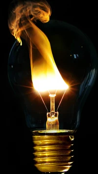 black background, bulbs, fire, light wallpaper