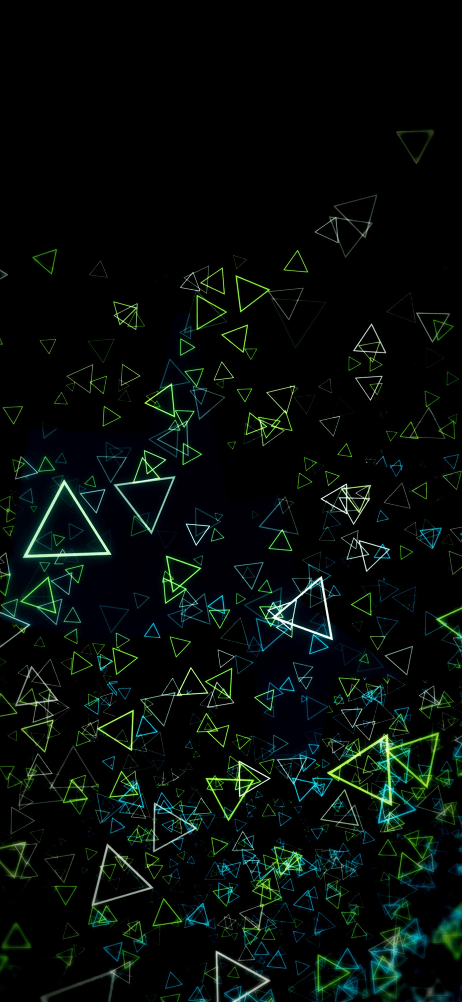 A close up of a bunch of triangles on a black background (amoled, luxury)