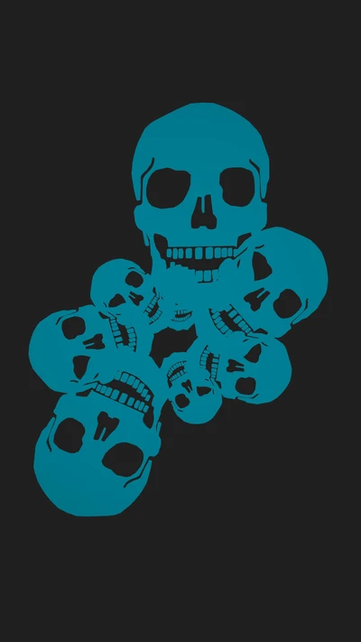 Cool Blue Skull Design on Gray Background