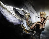 angel, fantasy, gothic, tears, wings wallpaper