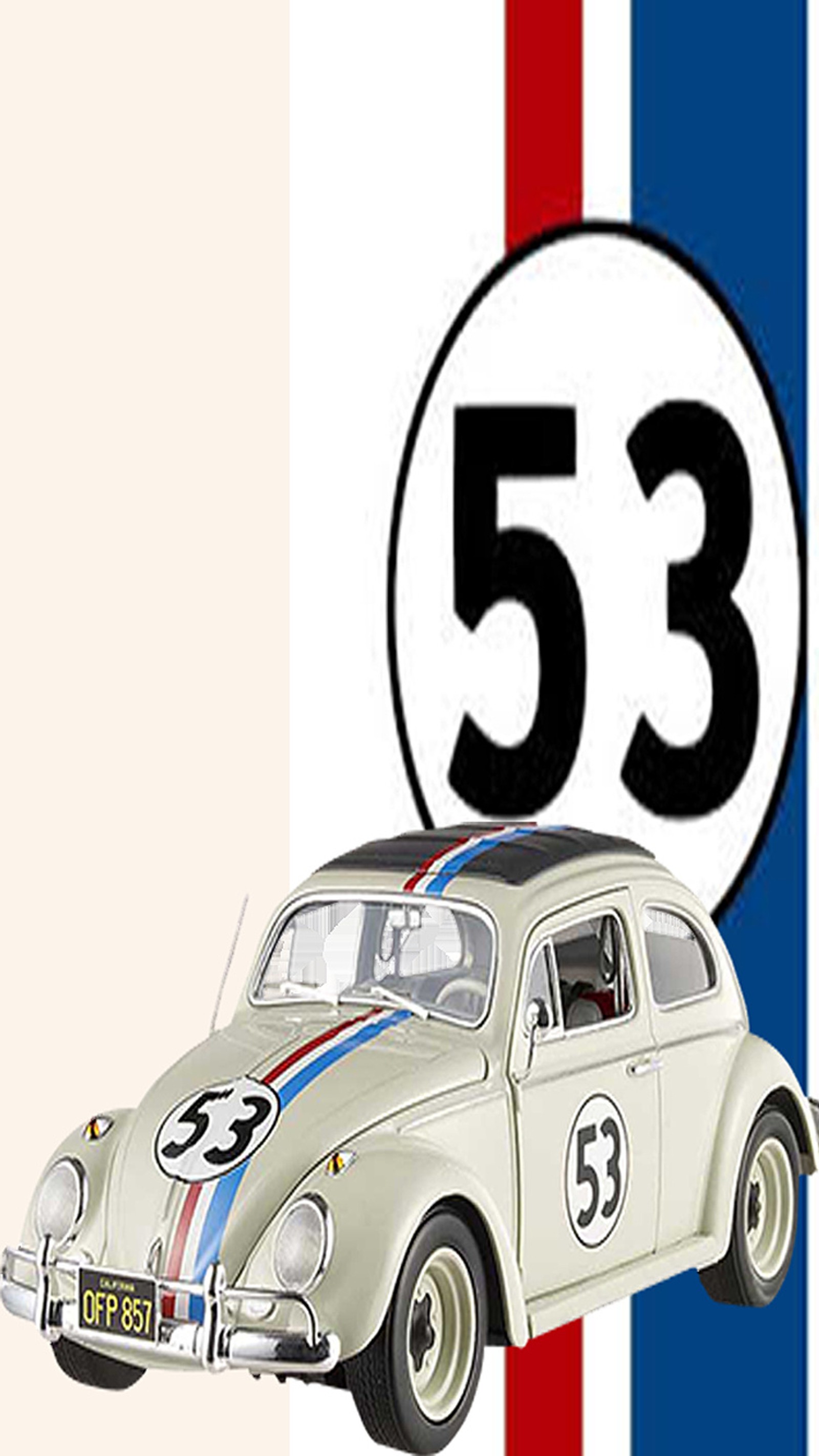 Vista aérea de un coche con el número 53 en él (53, coche, coches, herbie)